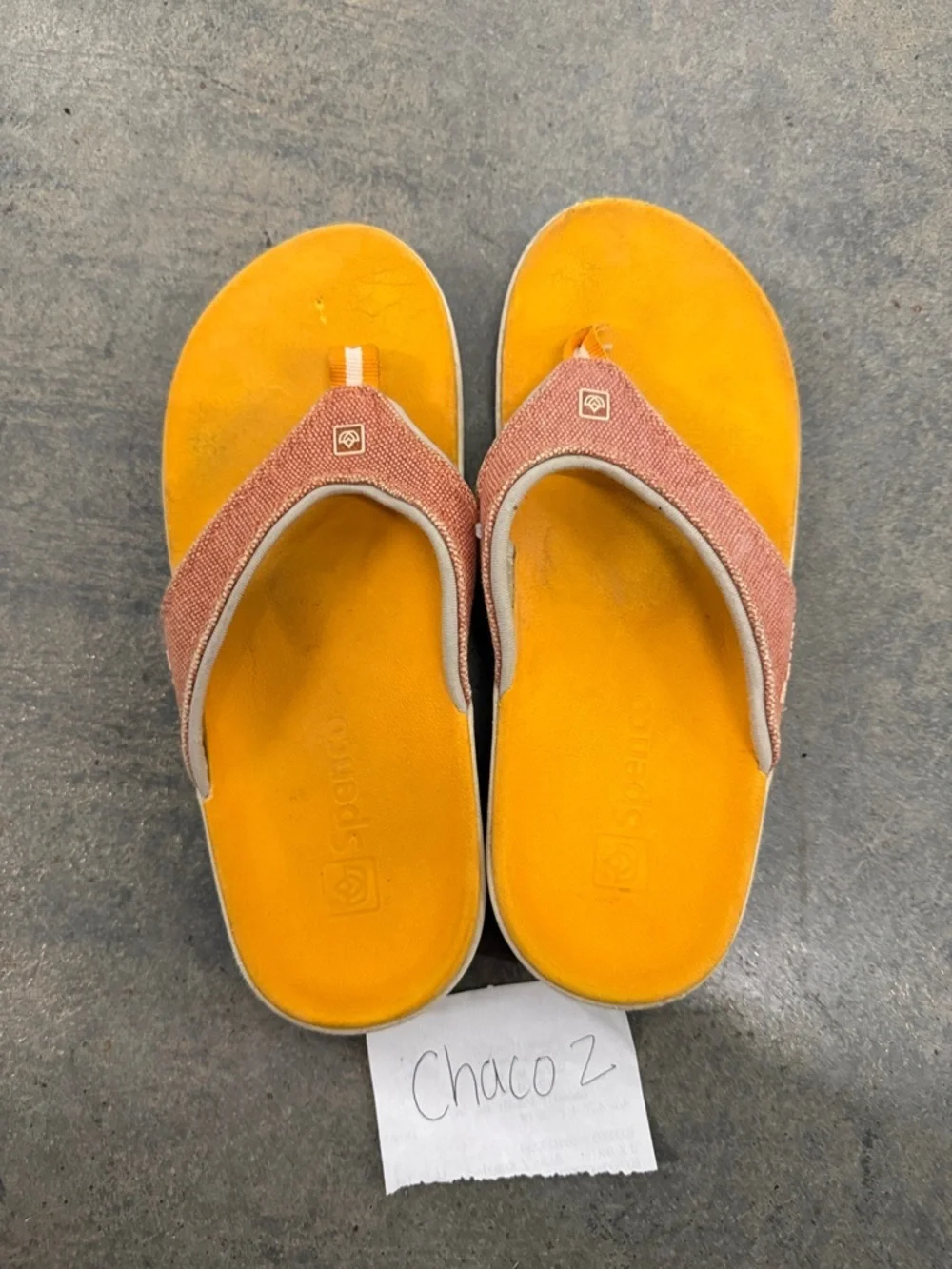 Women’s Orange Footbed Sandals with Rust Fabric Straps - Picture 3 of 3